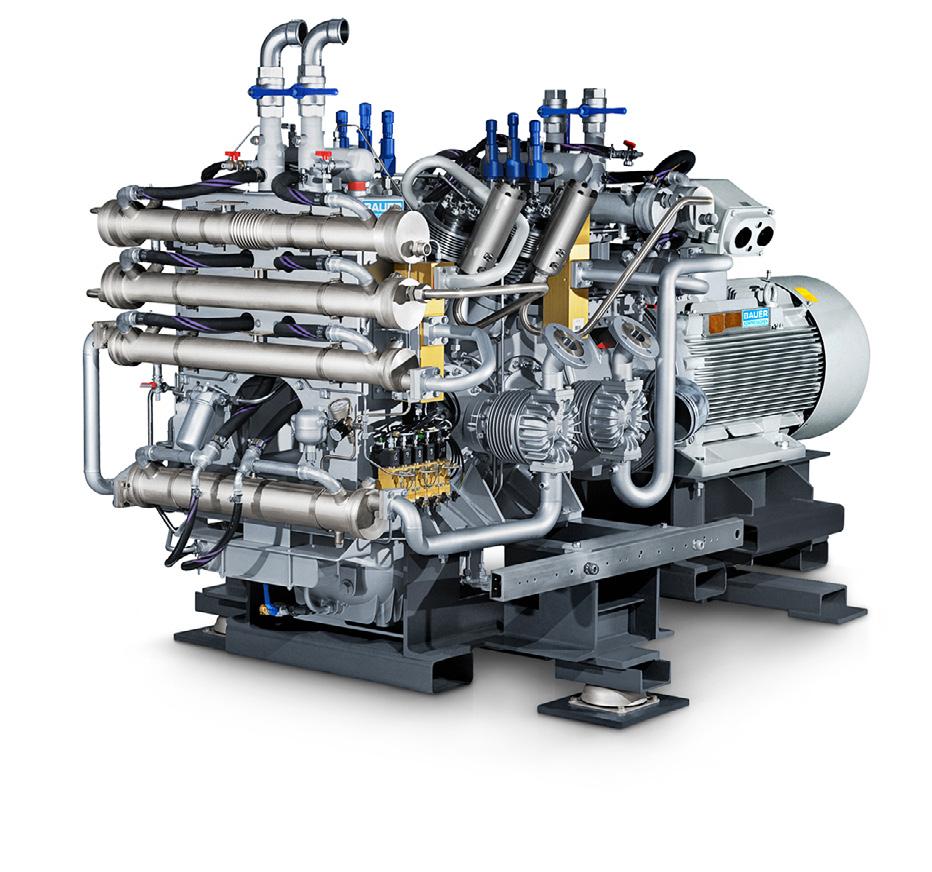 30 WATER-COOLED COMPRESSOR UNITS & BOOSTER COMPRESSORS FOR INDUSTRY BAUER KOMPRESSOREN BK 23 BK 52 SERIES BOOSTER This industrial booster series by BAUER KOMPRESSOREN impress with a crankcase that is