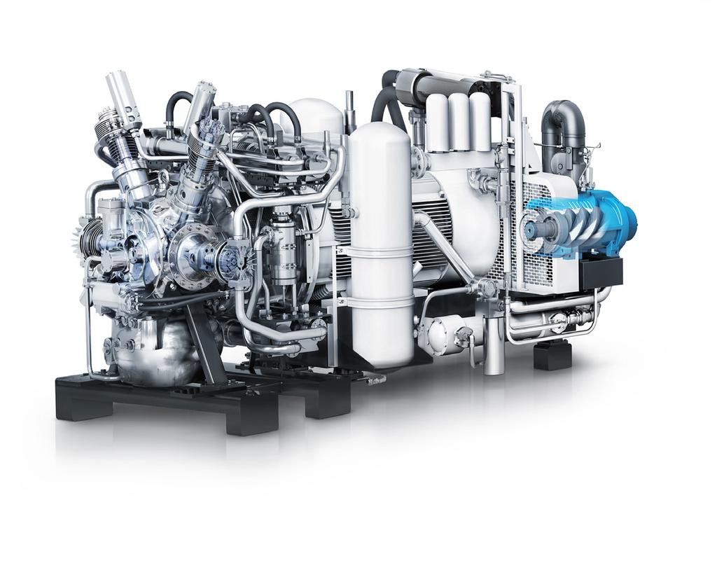 BAUER KOMPRESSOREN COMPRESSORS FOR INDUSTRY WATER-COOLED COMPRESSOR UNITS & BOOSTER 31 GIB 26-SP The combination of the screw compressor and high-pressure booster provides a high level of free air