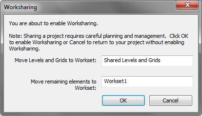 1- ORGANIZE YOUR WORKSETS By default, Revit will create 2 worksets once you enable worksharing: Shared Levels and Grids and Workset1.