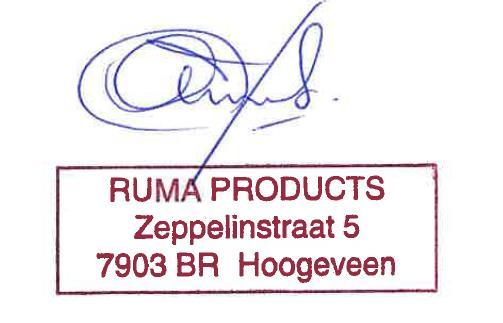 Manufacture Contact Information Ruma Products B.V.