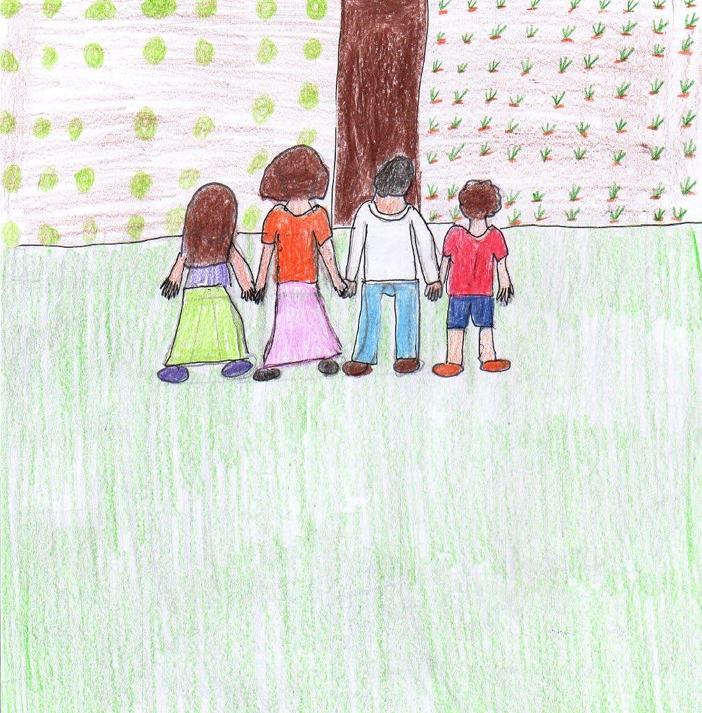 After lots of hard work William and his family walked out onto their porch and looked out over the veggie farm