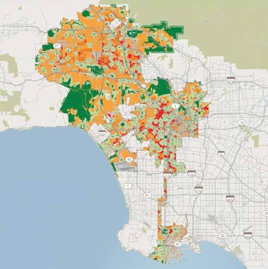 Figure 64: City of Los Angeles 2014 ParkScore Map. Source: TPL The Trust for Public Land ParkScore index analyzes public access to existing parks and open space.