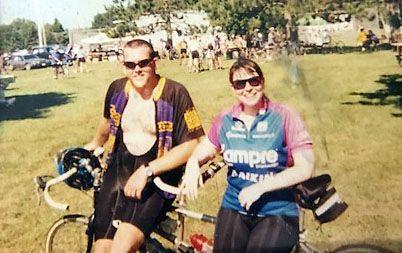 After we won the non-existent, Fantasy 50 Tandem Category ;-) in the early 2000s. Our son will be asking why this ancient pic isn t b&w.