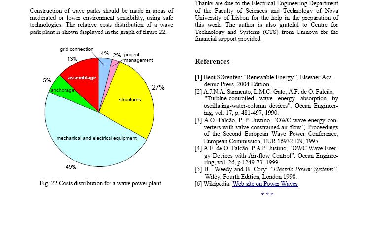 REFERENCES [1] Bent Sorensen: "Renewable Energy", Elsevier Academic Press, 2004 Edition. [2] A.J.N.A. Sarmento, L.M.C. Gato, A.F. de O.