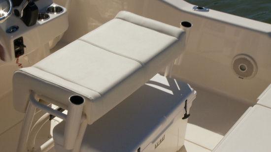 The seatback posts slide into two more rod holders to either side of the seat making a total of 10 located throughout the boat.