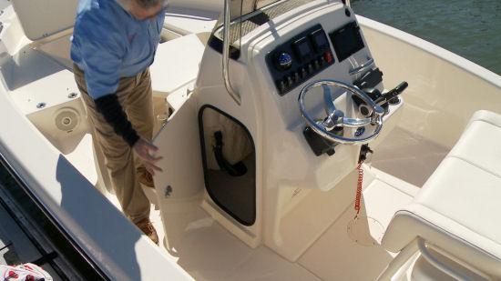 accessible from the forward console seat and the three locations across the bow
