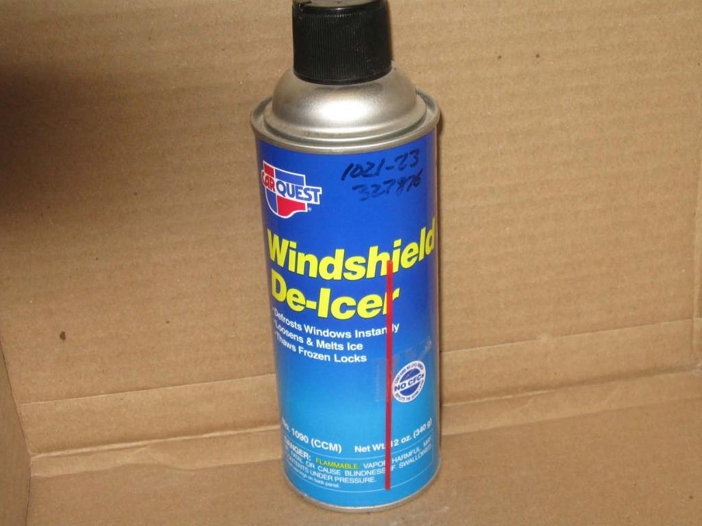 Chemical Name: Windshield De-Icer Manufacturer: Car Quest Container