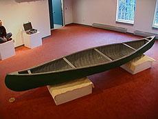 The completed canoe being readied for a