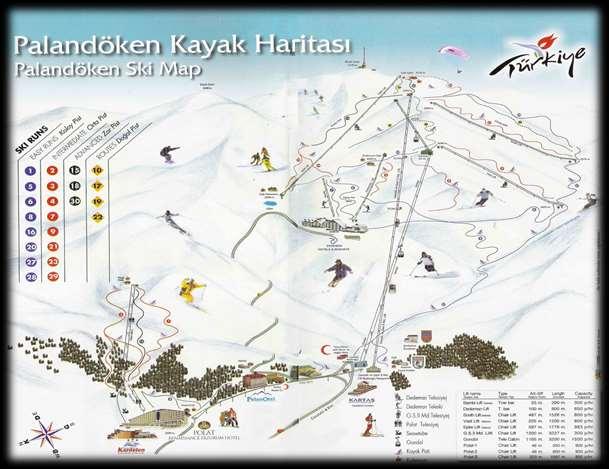 ERZURUM PALANDOKEN Erzurum ALTITUDE : 2150-3100m SEASON : 150 days SNOW DEPTH: 2-3 m SKI AREA (ha): 2390 Ha SKIING TYPE : Nordic-Alpine Skiing Snowboard NUMBER OF RUNS: 27 MECHANICAL FACILITIES