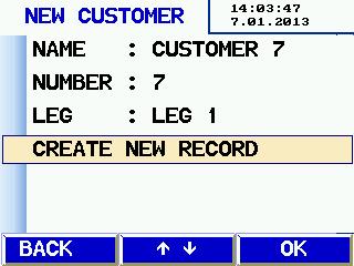 All customers will appear and the option NEW CUSTOMER. Select NEW CUSTOMER. Select CREATE NEW RECORD.