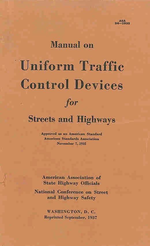 1935 MUTCD 1935 First Edition Center lines color was not specified Edge lines not