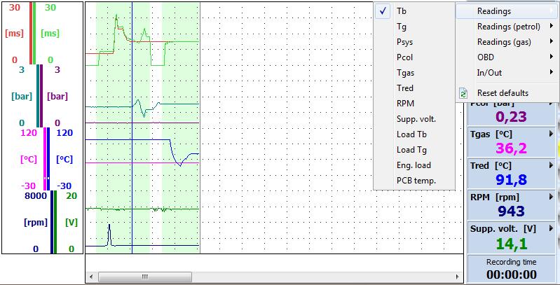 Page 51 / 59 3.6 Recorder This function allows you to register gas system performance in time. Parameter values are presented in numerical and graph form.