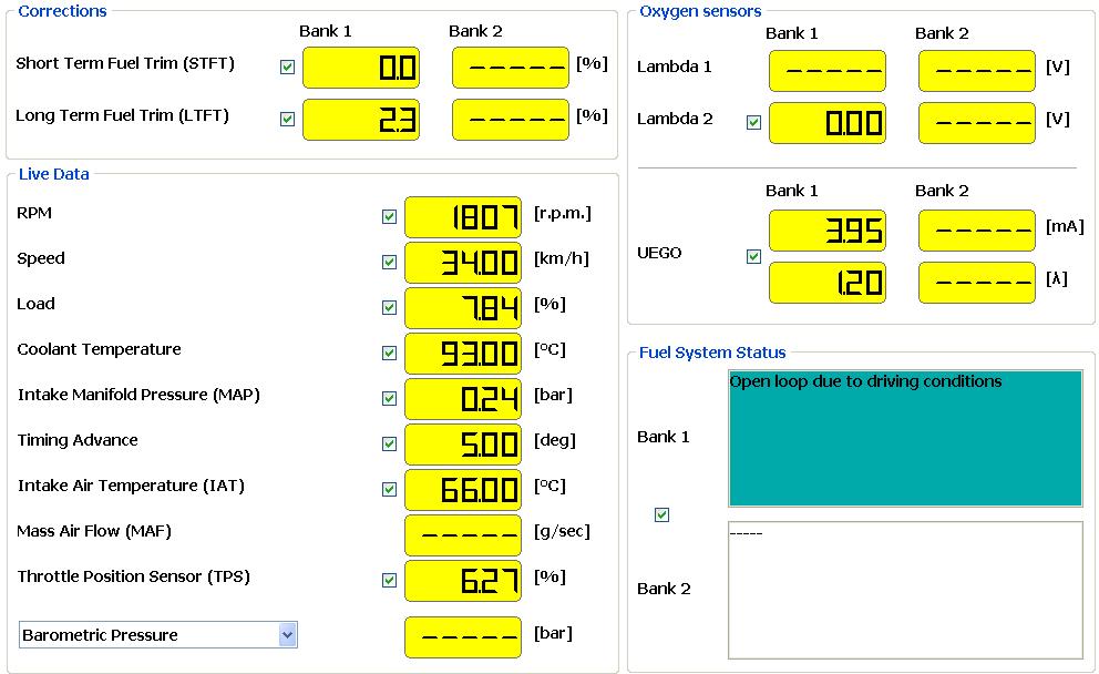 Page 57 / 59 3.9.1 Live data window Live Data tab provides functionality of controlling the readings from OBD.