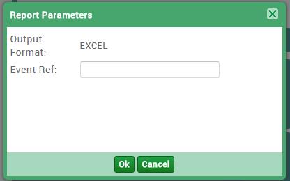 3. Select the Excel or PDF icon (depending on how you want the report to display) on the Event