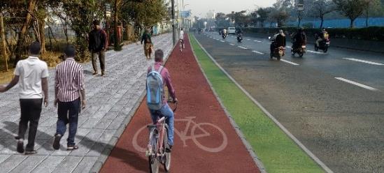 Ideally the Segregated Cycle track should be separated by a
