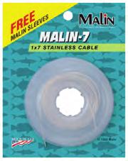 The Pre-Marked Malin - is available in 0, 0, and 0 lb test, and in natural SS finish or Coffee colored finish. We package this trolling cable on spools of 00, 0, 00,,000, and 10,000 feet.