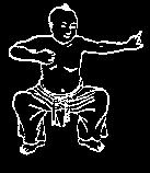 2. Pull the bow left and right Move your left feet one step to left, sitting in 90 12 degree (horse stance), right arm move a circle to the left (inhale) palm facing you, left palm move to middle