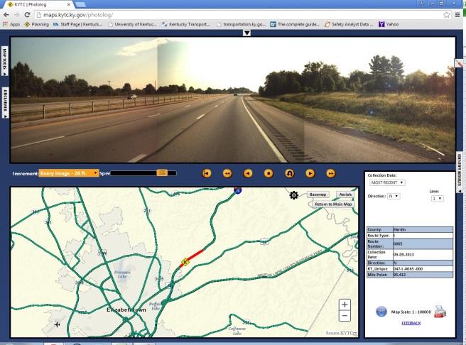 Figure 2, which illustrates a three-mile segment of I-65 in Hardin County, depicts the information the expert panel had access to on Photolog.