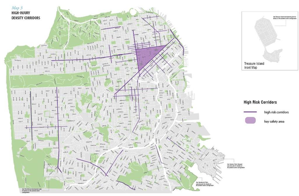 Exhibit 13: High-Injury Corridors and Key Safety Areas in San Francisco (2011) Source: City and County of