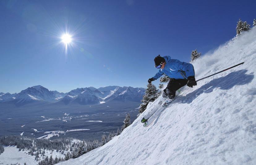 Norquay Lake Louise Top elevation 8,954 ft Skiable terrain 7,748 acres Number of lifts 26 Number of runs 274 Longest run 8 km Terrain type Beginner 22% Intermediate 38% Advanced 40% The Rocky