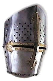 Heaume Helm Helm Helmet enclosing the entire head and face and reaching down almost to the shoulders A helm Hosting armor Field