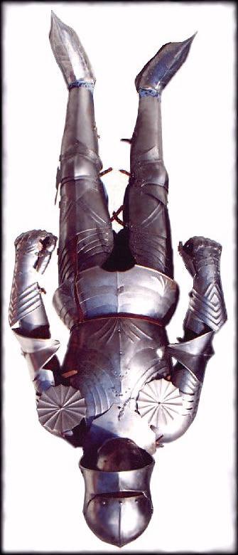 Gothic armor Fifteenth-century German armor style characterized pointed, thin lines and fluting, often in fan-shaped
