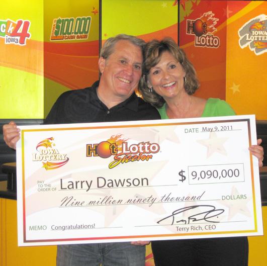 May 23, 2011 - Larry Dawson of Webster City claims the $9.1 million Hot Lotto jackpot from the May 7, 2011 drawing.