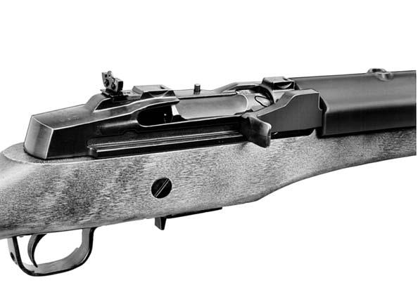The Mini Thirty Rifle incorporates a unique patented buffer system which redirects and effectively absorbs the shock of the slide block striking the receiver in recoil.