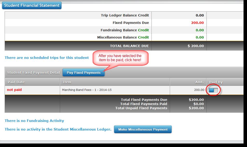 Finances To view Finances for Students: a. From the Home page, click the Finances icon. The Student Financial Statement screen will display. b.