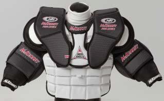 Features include an anatomically designed chest pad with Shock Shield sternum plate and bottom flex panel.