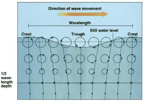 Orbital current in swell (non-breaking waves) Orbital current in waves will
