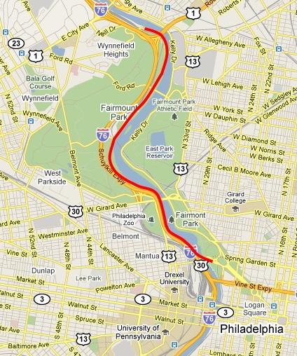 Chapter 3 BACKGROUND MLK Drive is a four mile long road that runs along the west side of the Schuylkill River in the heart of Fairmount Park, connecting Eakins Oval, near the Philadelphia Museum of