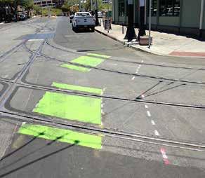 com Image: The RBA Group Green pavement markings in Tuscon, AZ indicate where cyclists may cross streetcar tracks at as close to perpendicular as possible. Image: bicycletuscon.
