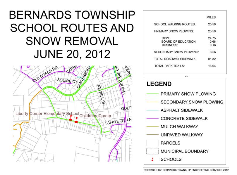 Spotlight: Township of Bernards School Routes and Snow Removal Policy In August 2012, the Bernards Township Committee adopted a resolution delineating and formalizing the Township s Policy on Walking