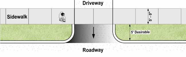 Driveways Designing driveway crossings for pedestrians can improve the walking environment, improve visibility and reduce conflicts between drivers and pedestrians.