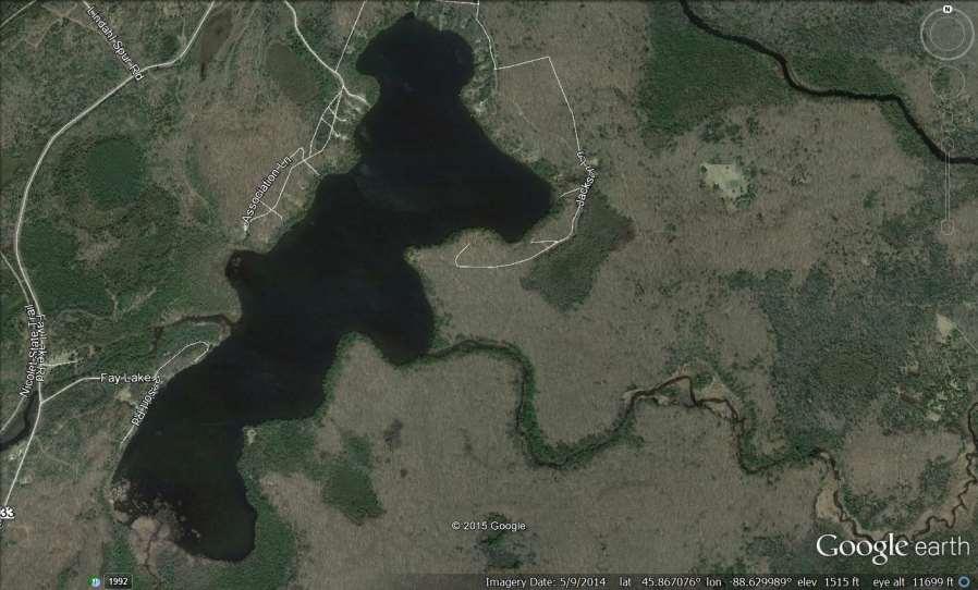 Fay Lake (WBIC 677100) Fay Lake is a 272 acre drainage lake (WDNR 2015E) located in west Florence County. Fay receives water from Long Lake and Halsey Lake and drains into the Pine River.