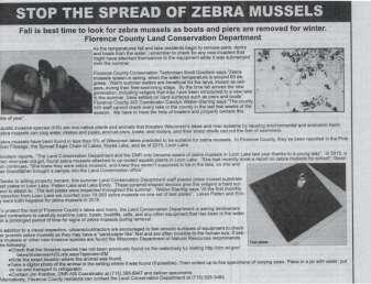 Florence County AIS and CBCW staff participated in the 2015 and 2016 Drain Campaigns, and Fourth of July Landing Blitzes. End-of-season zebra mussel inspection newspaper educational notice.