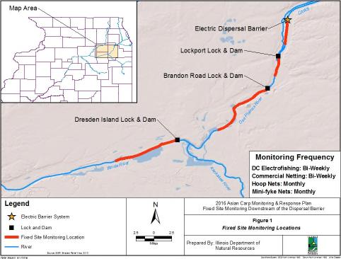 Fixed Site Monitoring Downstream of the Dispersal Barrier 2016 Plan No sampling at fixed sites is planned for January or February because several of the sites are typically ice covered during these