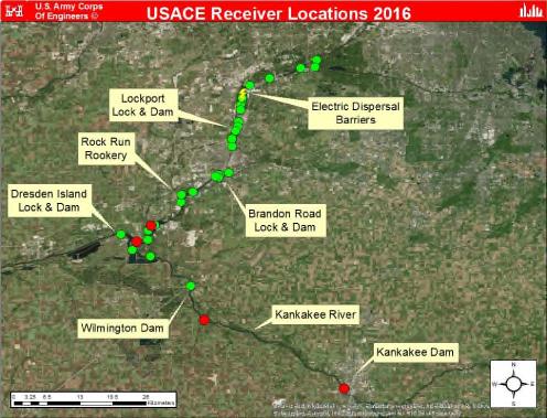 Telemetry Monitoring Plan 2016 Plan Figure 1: VR2W receiver network within the Upper IWW and CAWS Mobile Tracking In the past, mobile tracking has been used by USACE biologists using a mobile unit