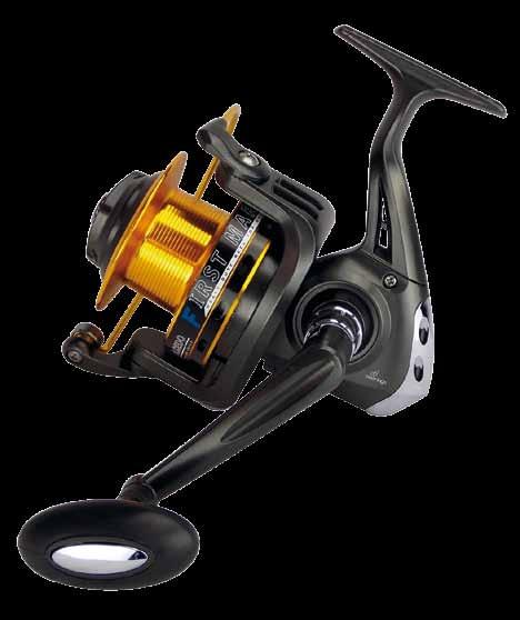 reels first marine A big and powerful reel, with conic rotor and spool, featuring a compact body, a long conic spool with high line