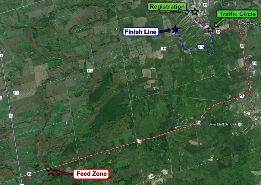 Feed Zone & Finish Line - Map Grey County Road Race: Equipment Regulations Rules Gear restrictions will be in effect for U19 categories participating in the Junior O-Cup.