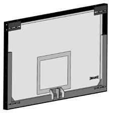 ATTACH GOAL See board for specific mounting pattern 5/16 ALUMINUM FRAME FITTED WITH SHOCK ABSORBING MATERIAL TO THE GLASS SUPERGLASS PRO BACKBOARD p & Regulation glass backboard for professional,