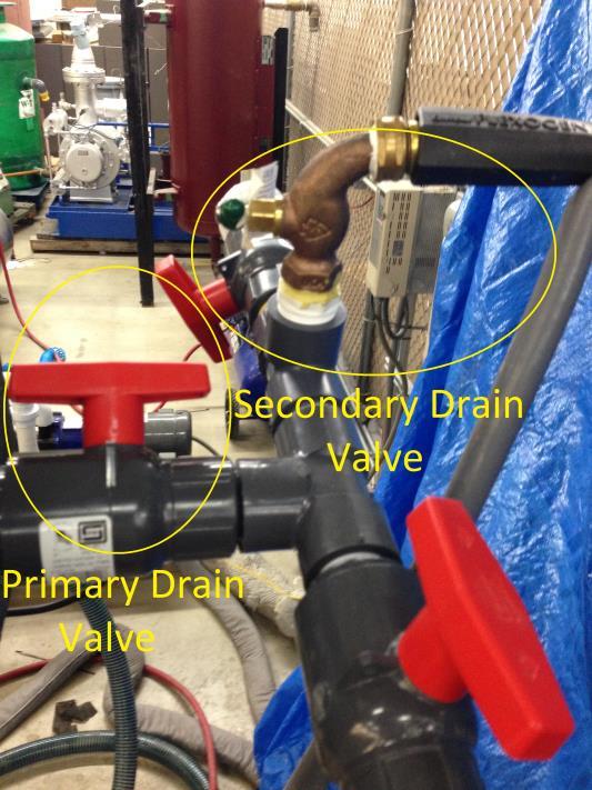 6. Close Drain Valve to prevent fluid from leaving the system. Drain Valve system is displayed in Fig. 57. Fig. 57 Drain Valves 7.