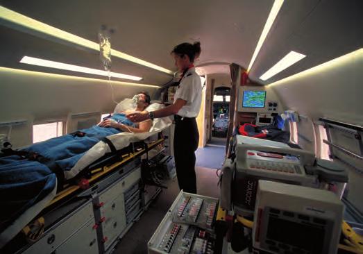The equipment often carried onboard includes ventilators, defibrillators, syringe pumps, portable suction pumps and cardiac monitors.