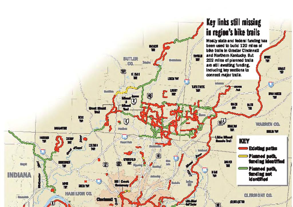 Greater Cincinnati Bike Trails Cincinnati lags behind other mid-western cities in development of bike paths eg.