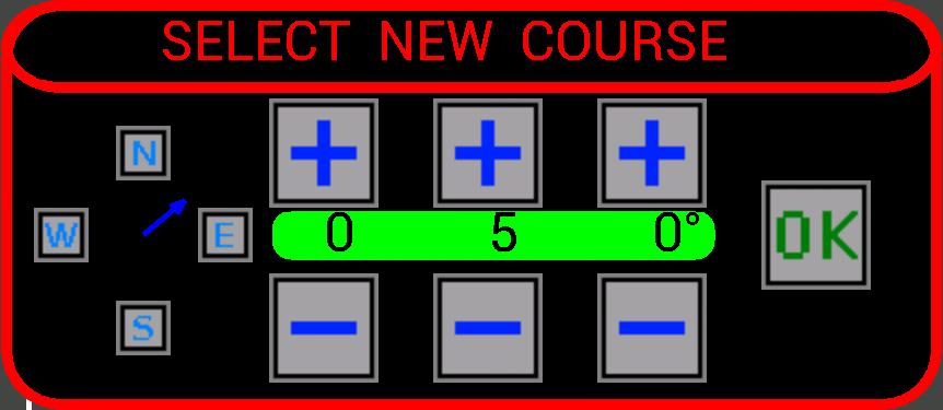 The green box indicates the desired speed, you can change it using the buttons + and - to increase or decrease the tens and units of the knots, or set it quickly with the 3 buttons on the left (100%