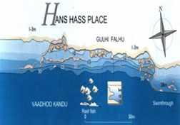KIKKI REEF (HANS HASS PLACE) Distance : 7km or 40 minutes Type of reef : Wall Type of Dive : Easy to medium Depth : 15 30 meters Another protected marine area Kikki Reef, also know as Hans Hass