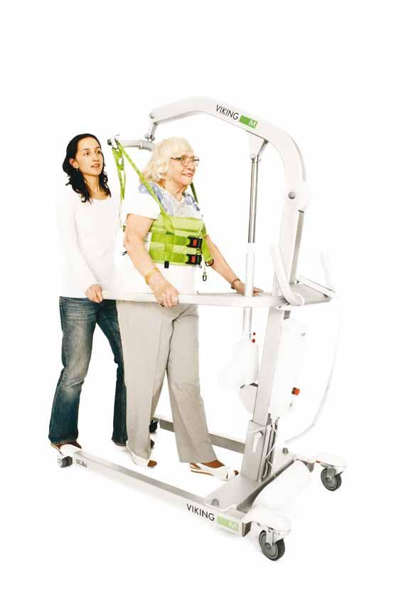 Equipped with Armrests, Viking M becomes an ideal aid to gait training and rehabilitation. Gait training daily Liko MasterVest with front fastening is easy to apply.