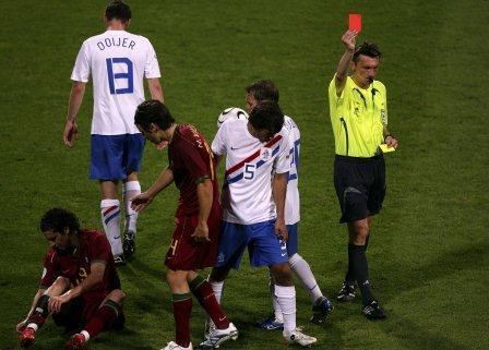 Croatia (2) Most red cards in a single match - FWC 2006, Round of 16, Netherlands Portugal, from left to right: First red