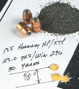 500 160 Hornady JTC/SIL W-296 24.0 1,948 2.250 170 Sierra FMJ A-9 19.0 1,855 2.250 Notes: Winchester unprimed.44 Magnum brass and CCI 350 primers were used in all loads.